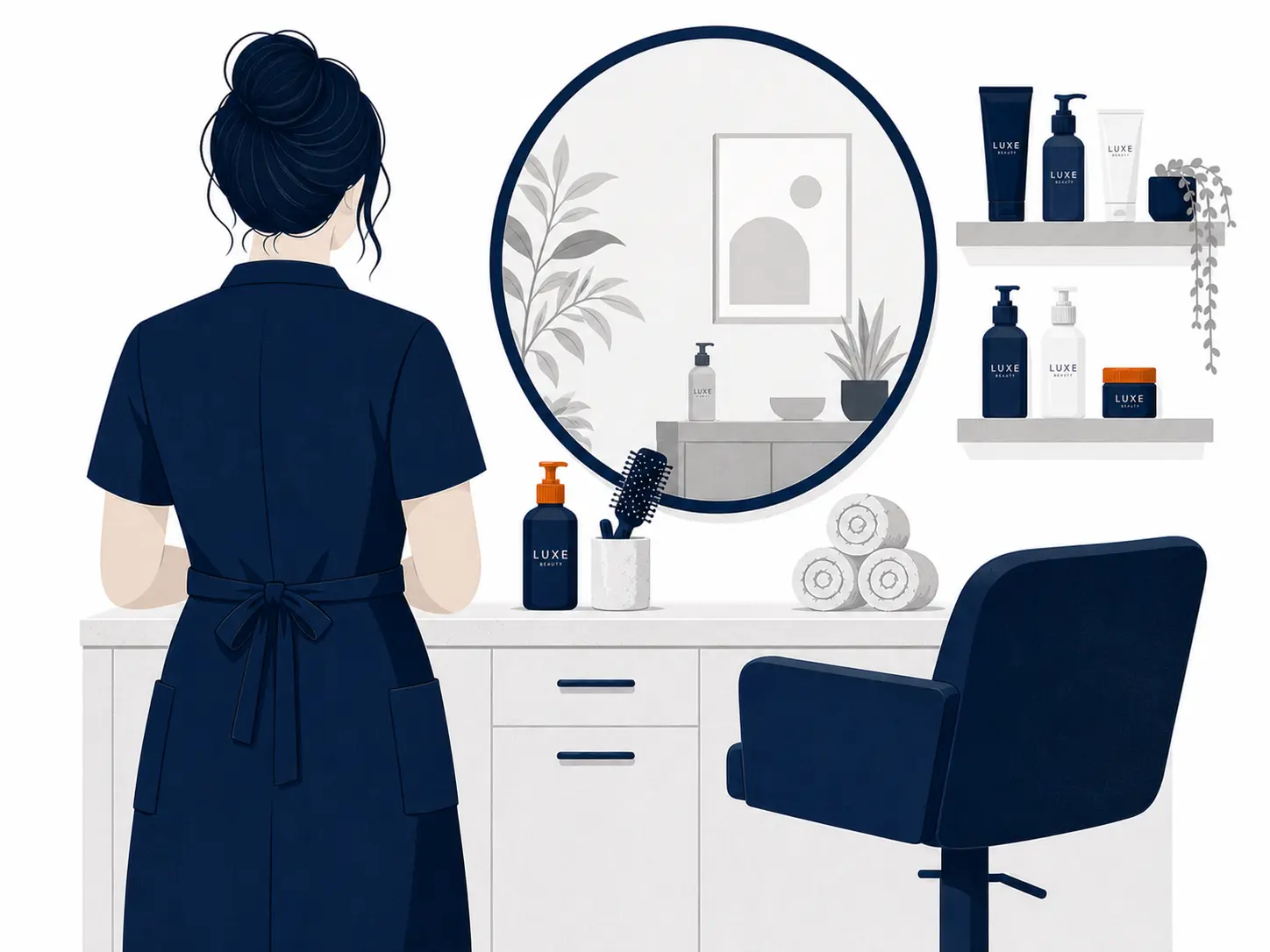 Ilustração de profissional de beleza e estética