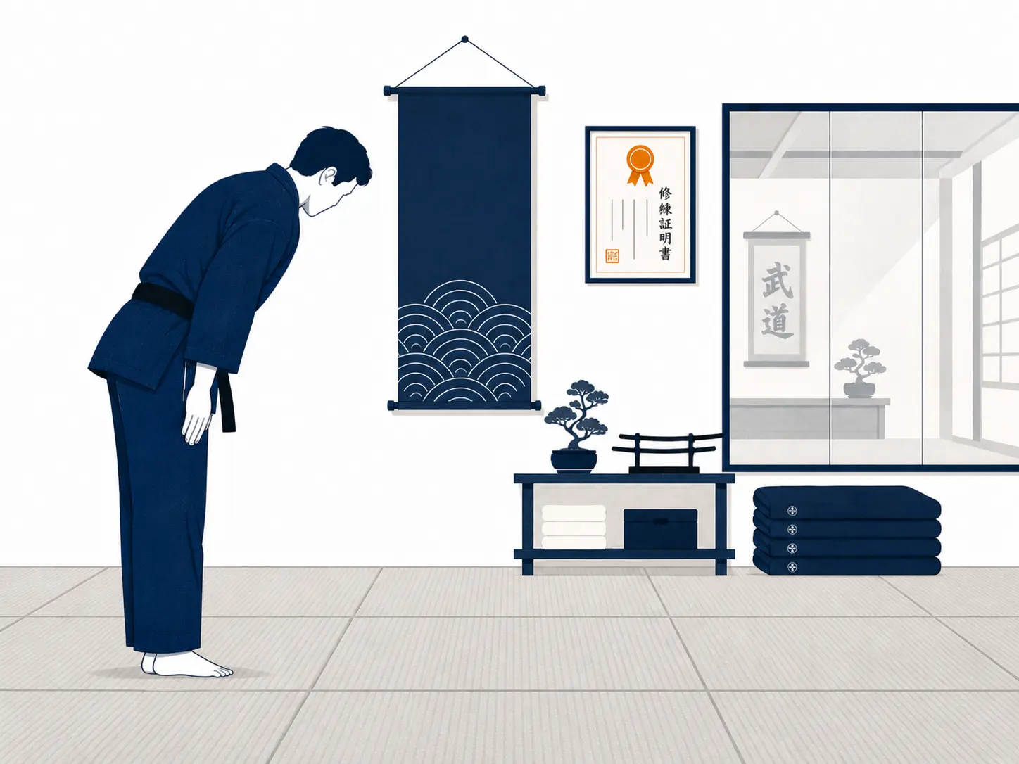 Ilustração de escola de artes marciais