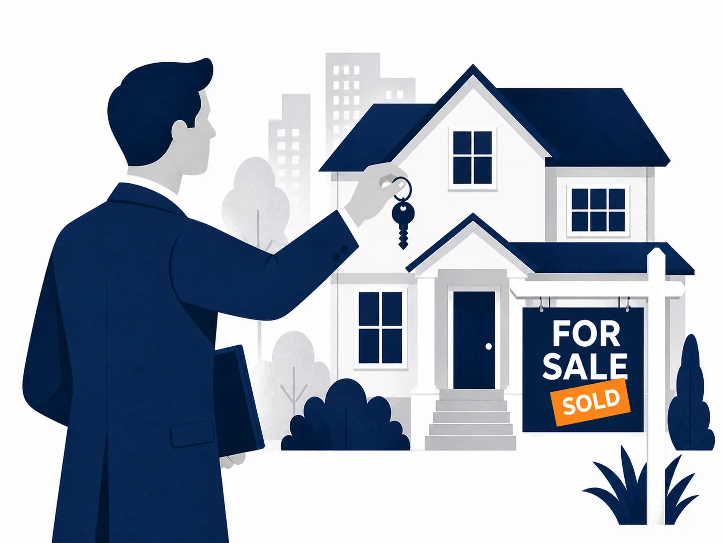Ilustração de profissional imobiliário