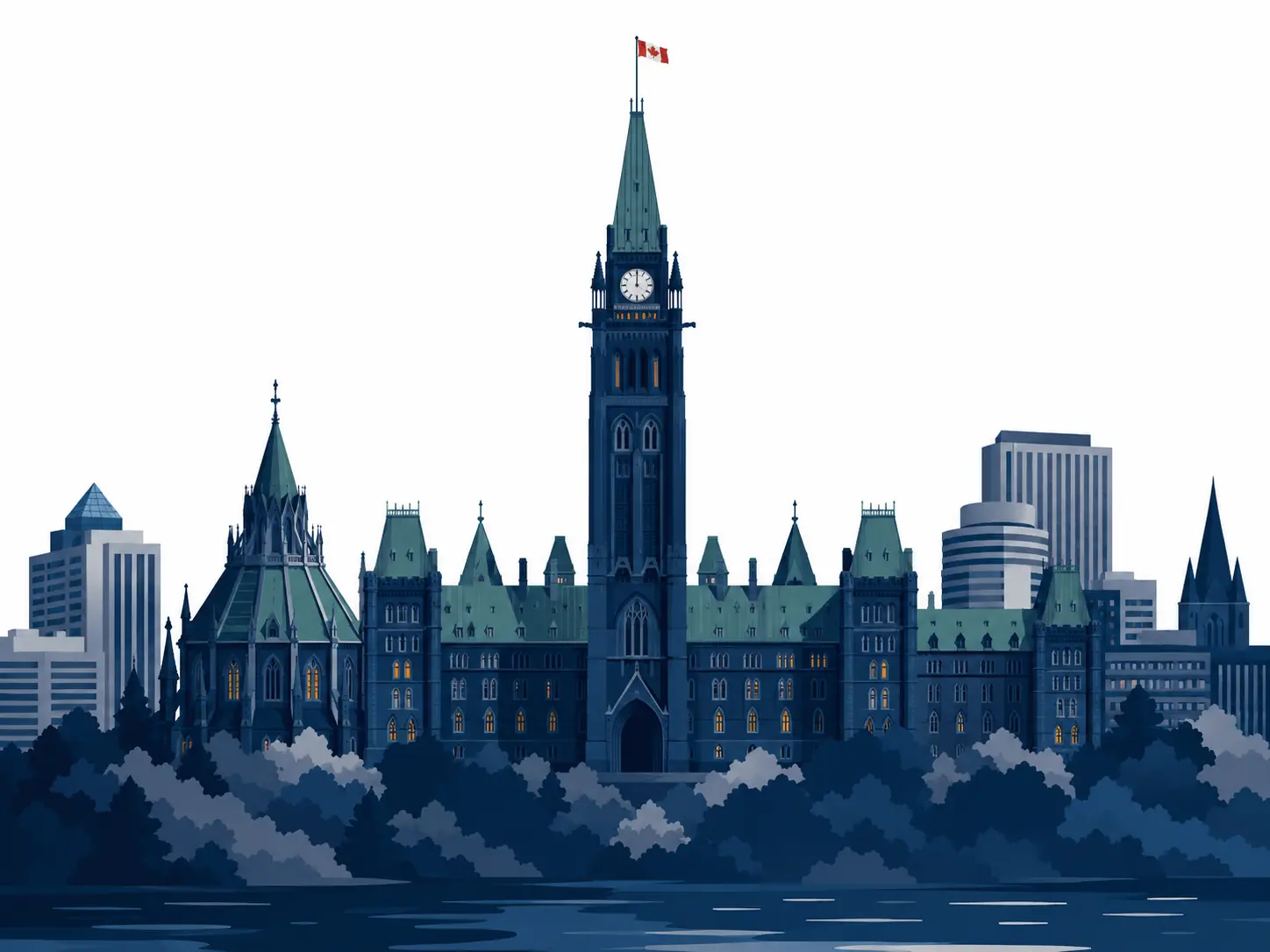 Ilustração da skyline de Ottawa