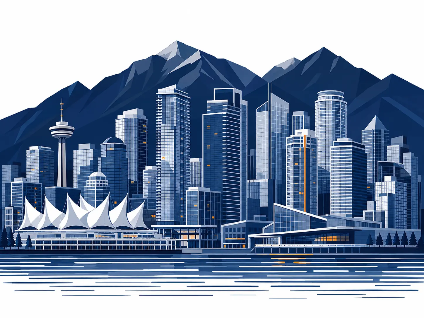 Ilustração da skyline de Vancouver